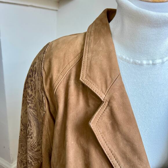 Vintage 80s Suzie’s Fashion Tan Leather Jacket S Blouson Bomber Brown - Picture 2 of 12